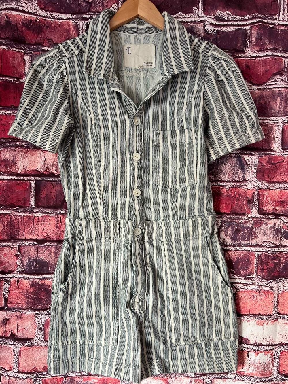 Anthropologie Pilcro The Kit Utility Striped Romper